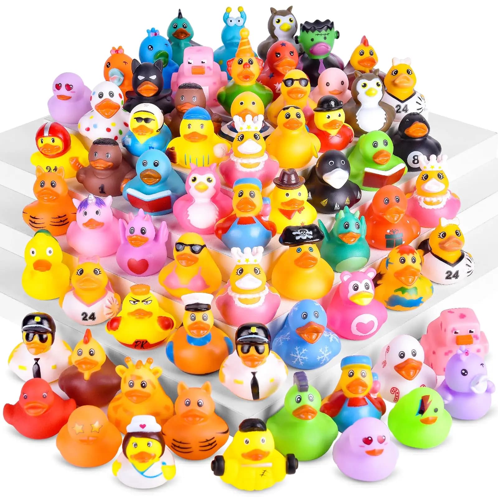 10/20/40/80PCS Patitos de Goma a Granel Surtidos, Patitos para el Baño, Pequeños Patitos de Goma para Bebés y Niños Pequeños, Juguetes Flotantes