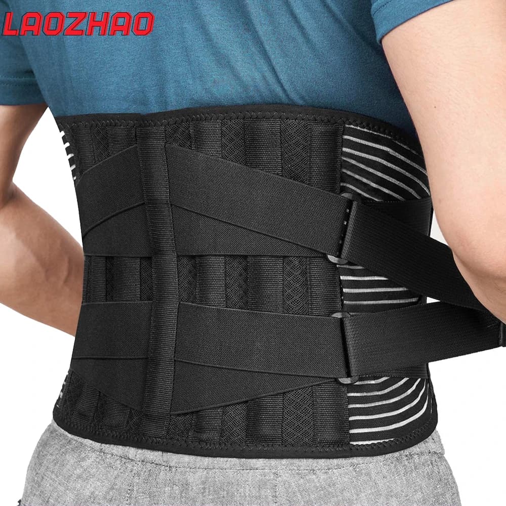 1 Uds. Tirantes para espalda para dolor de espalda baja para mujeres y hombres con almohadilla Lumbar-Cinturón de soporte para espalda con 7 soportes