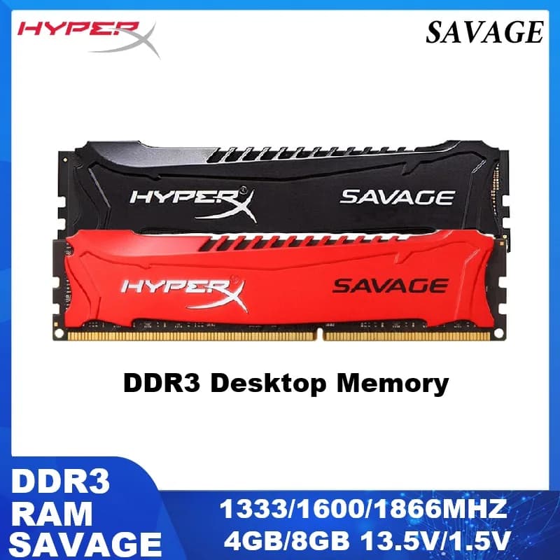 Memoria RAM HYPERX SAVAGE DDR3 DDR3L para Ordenador de Escritorio, 4GB 8GB 1333MHZ 1600MHZ 1866MHZ UDIMM, Memoria RAM para PC3, Desktopram SAVAGE