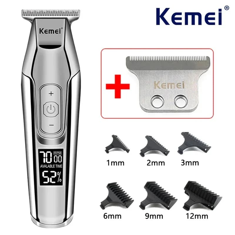 Cortadora de pelo Kemei KM-5027 o recortadora de cuchillas para hombres, cortadora de pelo Digital LED de velocidad ajustable, cortadora de afeitar