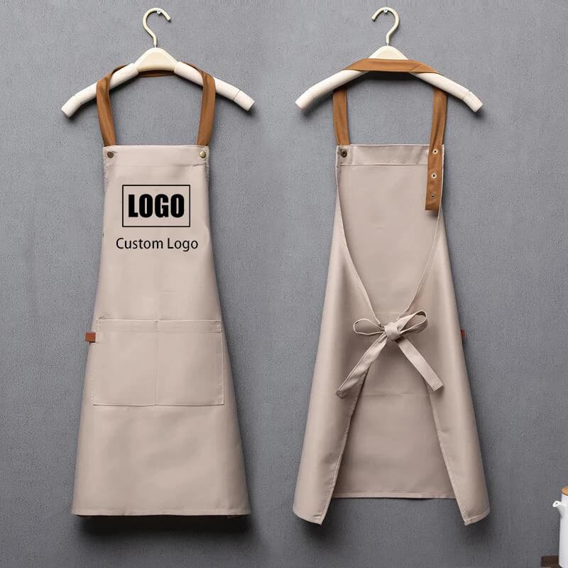 Bordado personalizado estampado Logo firma impermeable cocina hogar Chef ropa para hornear con bolsillos babero para adultos riñonera delantales