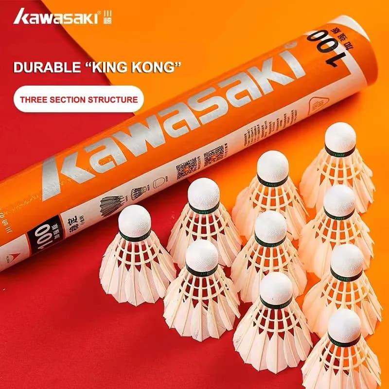 Kawasaki King Kong 100/500 volante de plumas bádminton para palos y raqueta de entrenamiento velocidad deportiva 76 77 pelota de bádminton duradera