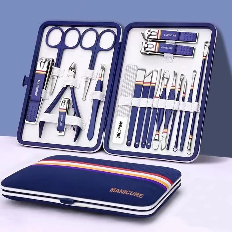 9-19 unids/set de cortaúñas de acero inoxidable, juego de cortaúñas con bolsa plegable, Kits de manicura, tijeras, herramienta de maquillaje de