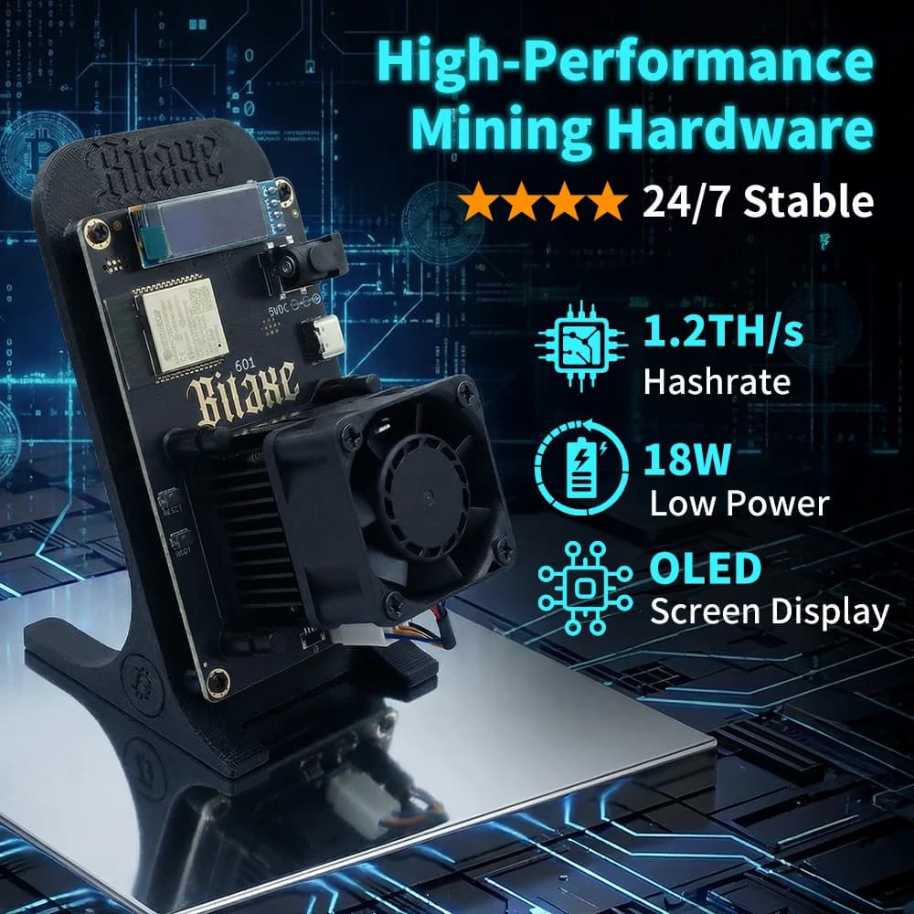 Máquina de Minería de Criptomonedas Bitaxe Gamma 601 Último Modelo 2026, 1.1-1.2th/s, 25W, Miner de Bitcoin de Código Abierto con Fuente de