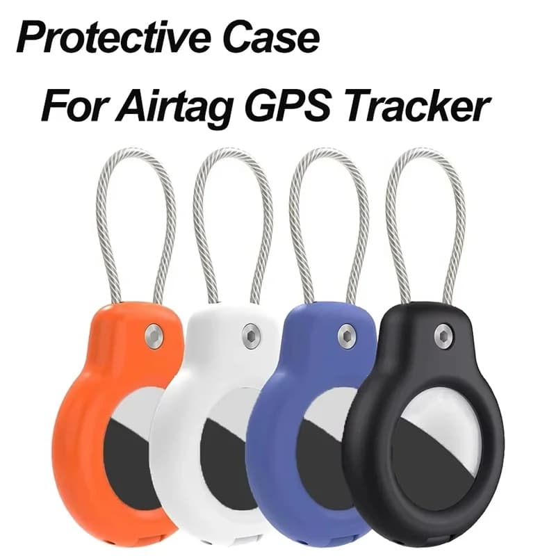 Funda para Apple AirTag, Soporte Antipérdida para AirTag, para Equipaje, Bolsa, Mascota, Llave, Coche, con Cable de Acero y Llavero, Accesorios