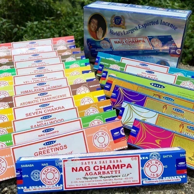 5 cajas de incienso indio NAG Champa, palitos Satya hechos a mano con seis sabores, aromas medicinales refrescantes para meditación en casa