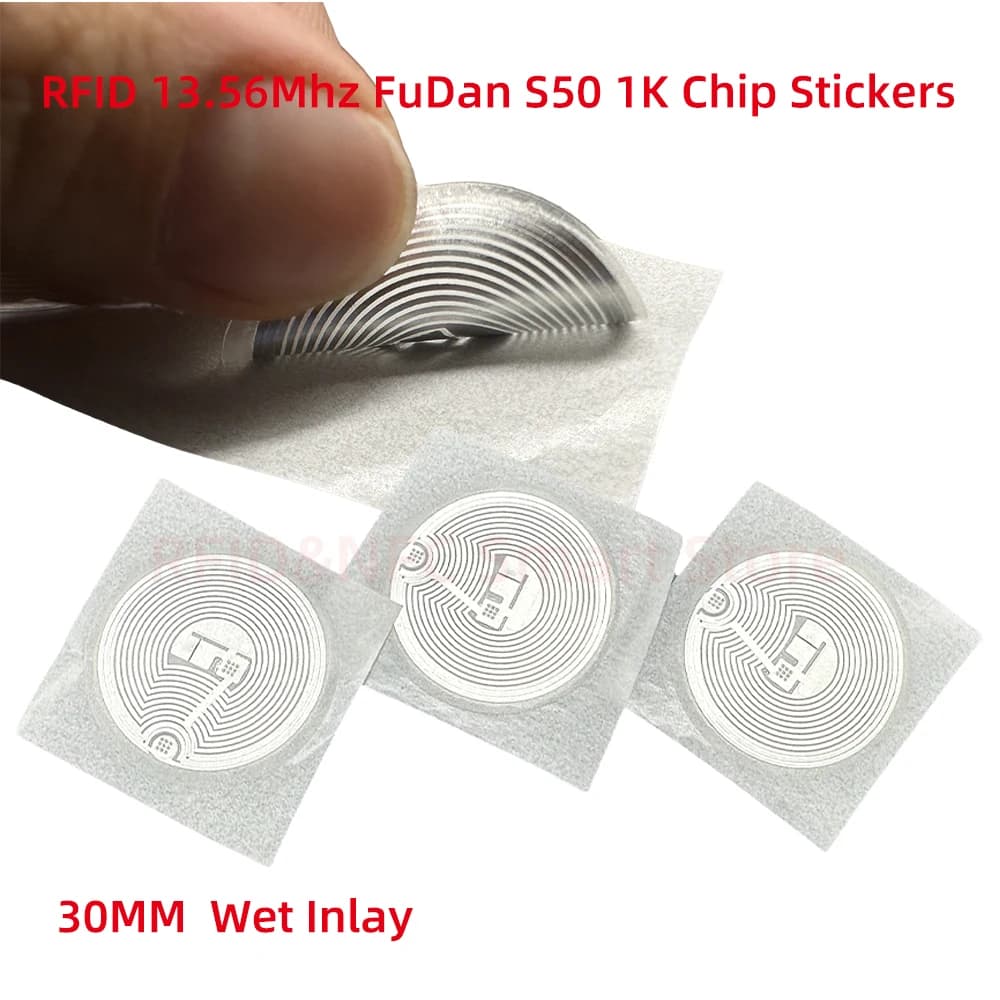 10/50 Etiquetas RFID Inteligentes 14443A Classic 1K EV1 S50, Etiqueta Adhesiva Húmeda F08 1024 Bytes, Etiquetas RFID para Control de Acceso y Control