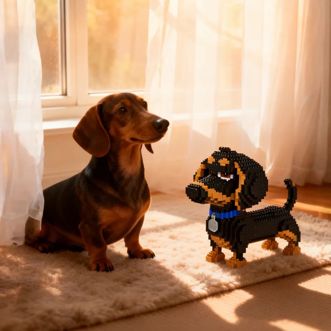 Decoración para el Hogar, Modelo de Perro Dachshund, Juguete de Bloques de Construcción Micro, Divertido Ensamblaje, Rompecabezas Educativo, Regalos