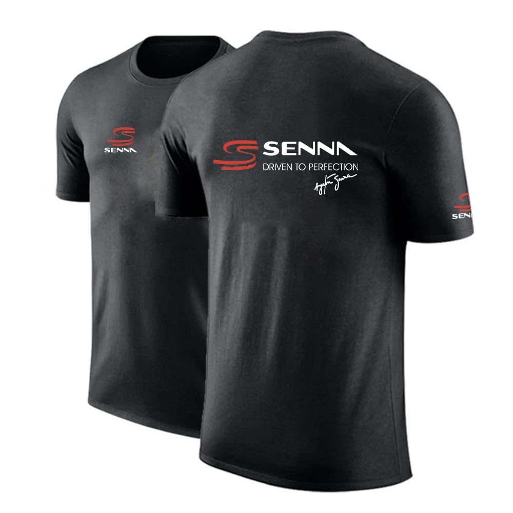 Ayrton Senna-Camiseta versátil de seda para hombre, cuello redondo, Simple, para correr, Fitness, transpirable, fina, Premium, de secado rápido,