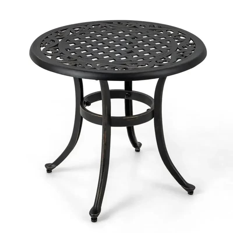 Mesa Auxiliar de Patio de 24 Pulgadas con Patas Ajustables para Piscina, Patio Trasero o Balcón - Marrón Rústico