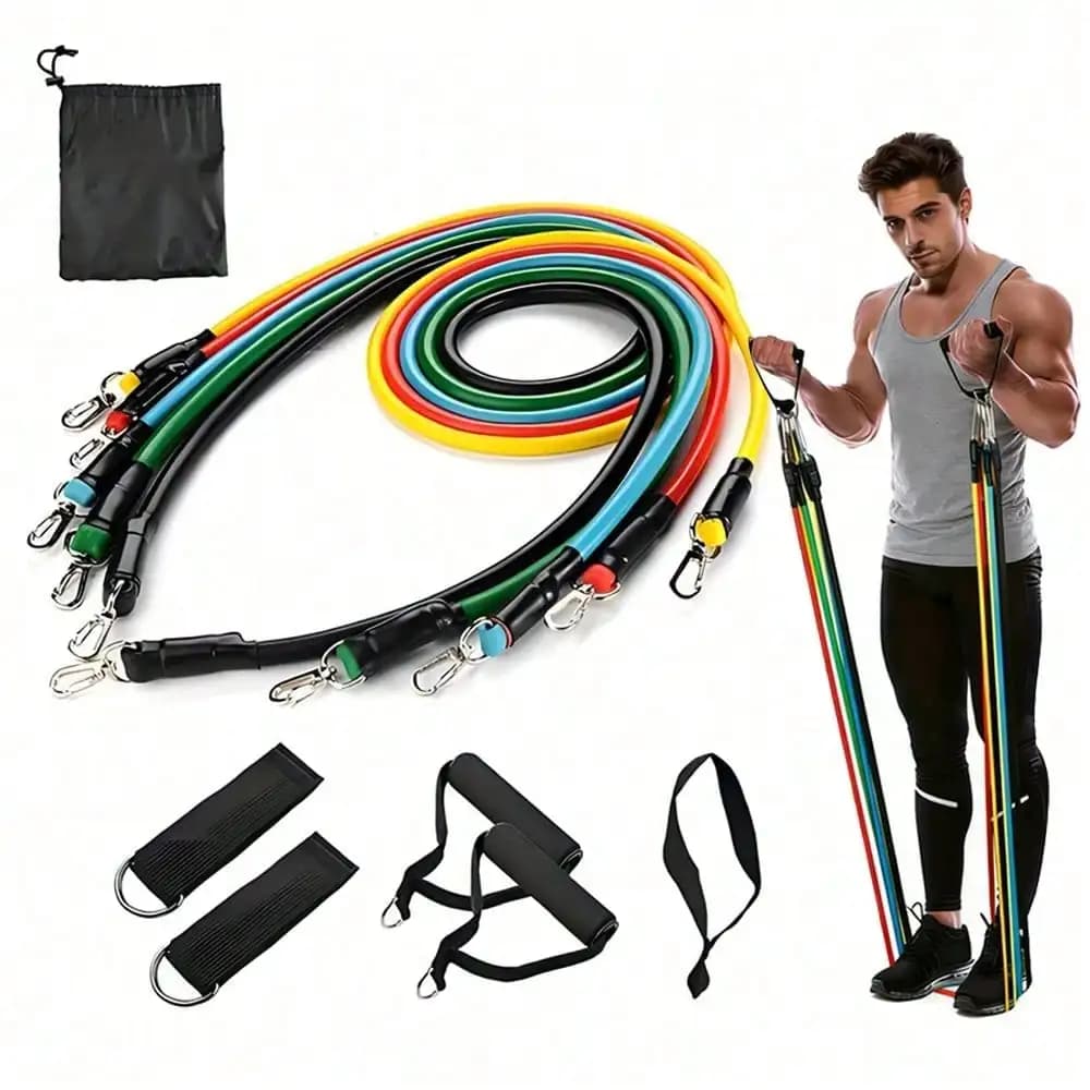 Bandas Elásticas de Musculación [Set de 11], Gomas Elásticas de Musculación, Cintas Elásticas de Musculación con Bolsa de Transporte para