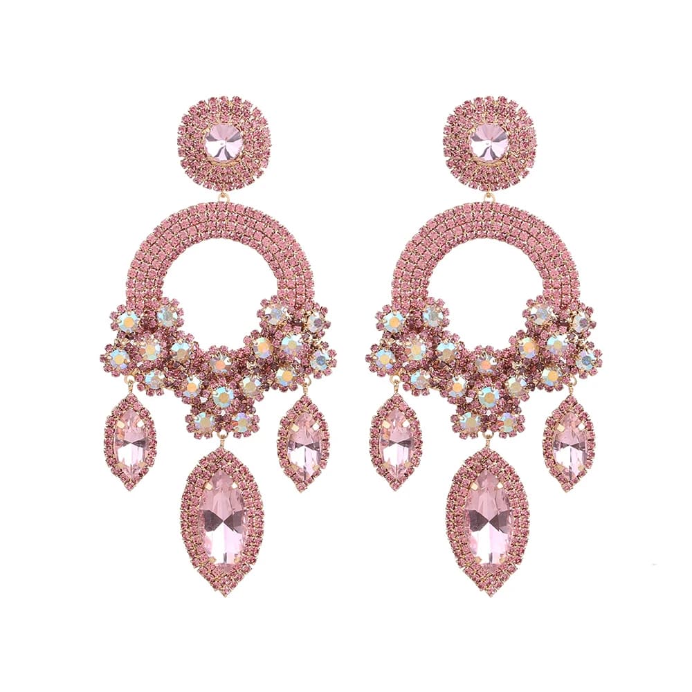 Pendientes de diamantes de imitación con nuevo diseño de color para mujer, pendientes grandes de alta calidad a la moda, accesorios de joyería para