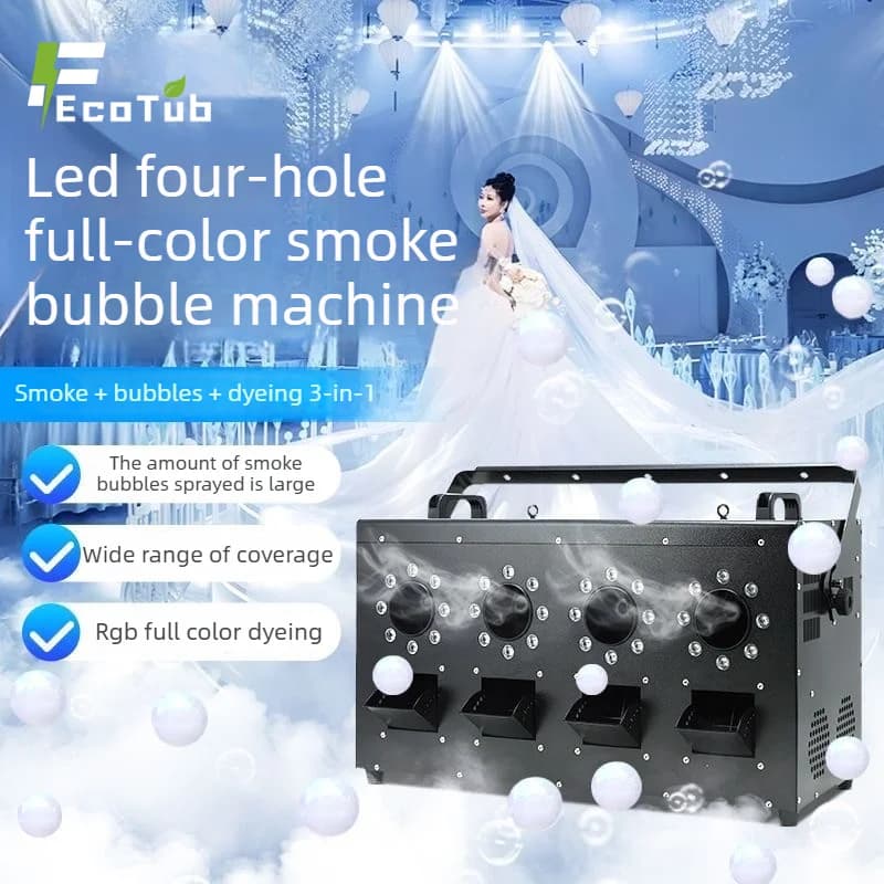 NUEVA Máquina de Burbujas de Humo RGB de 1500W con 2 Orificios, 3000W con 4 Orificios, Luz LED de Ambiente a Todo Color, Control Remoto DMX, para