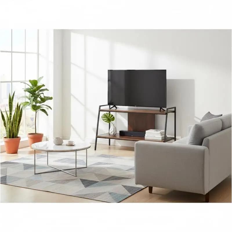 Estantería Abierta de 2 Niveles, Estilo Industrial, de Madera y Metal, para Libros y Televisores