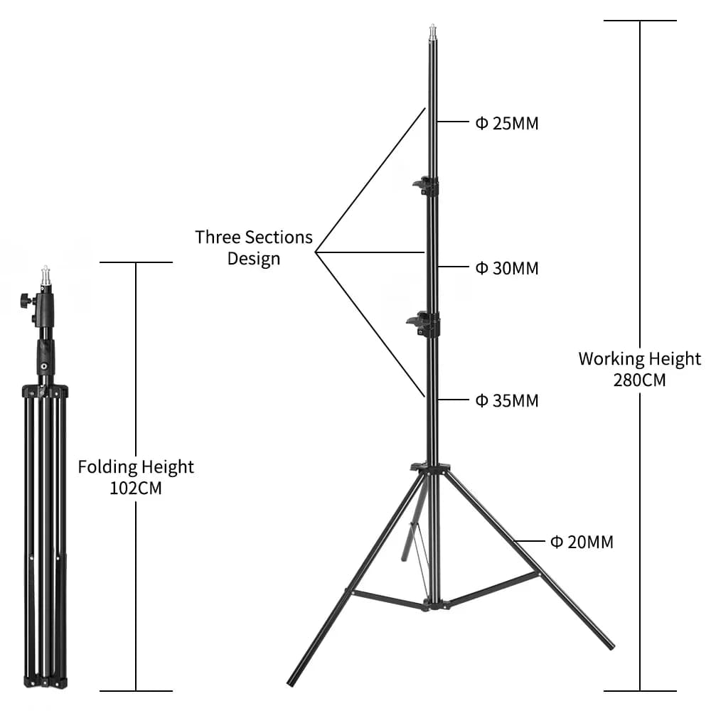 Trípode SH 12 Style para teléfono móvil, palo selfie ajustable con soporte de luz, cabezal de tornillo de 1/4 para flashes de estudio fotográfico