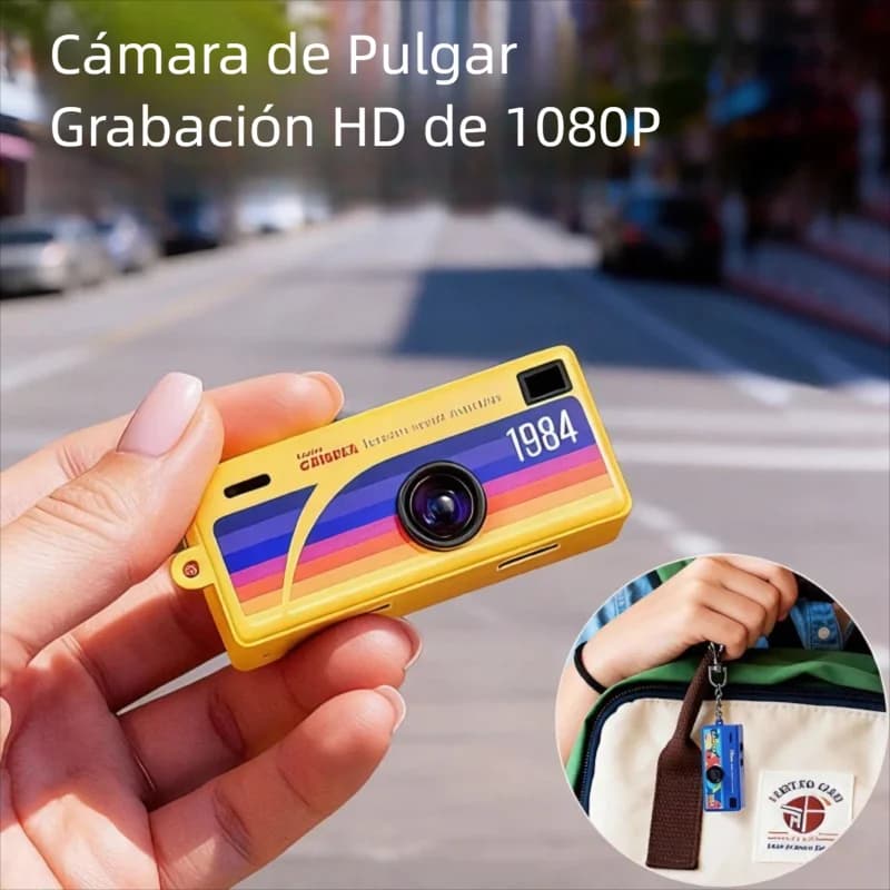 Mini Cámara Retro para Llavero, Grabadora HD 1080P, Flash Integrado, Enfoque Automático 130 °   Cámara Portátil con Pantalla LCD TFT y Lente Gran