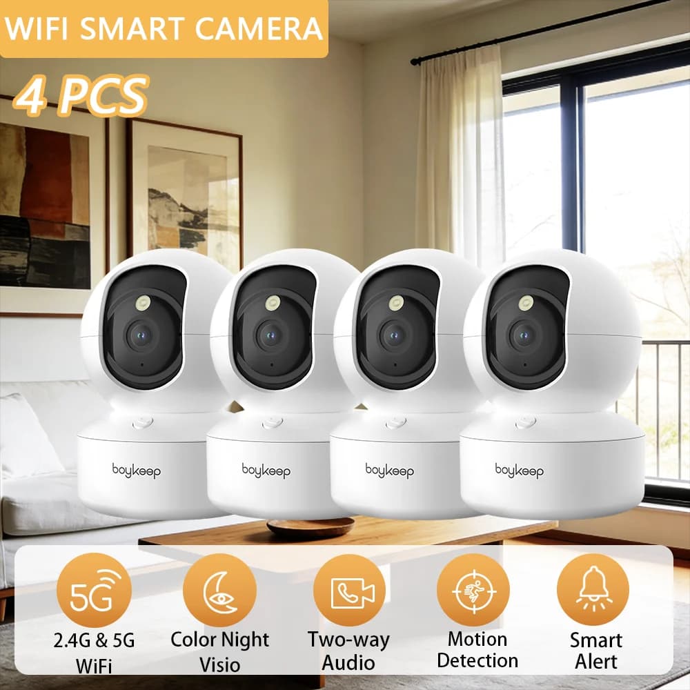 Cámara de Vigilancia Inteligente para Bebés BoyKeep 3MP 5G/2.4GHz WiFi, Cámara IP de Seguridad Interior para el Hogar, Seguimiento Automático,