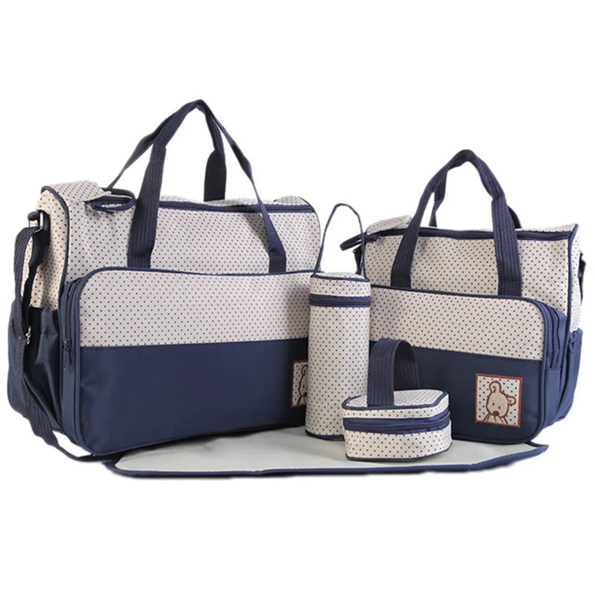 Bolso de mamá de cinco piezas, bolso oblicuo de un hombro para madre, moño para bebé, bolso para madre, bolso para pañales