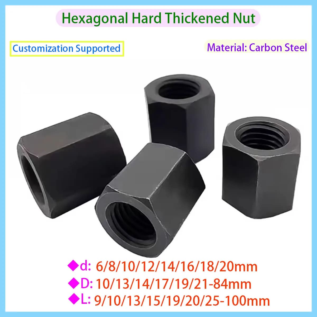 Tornillo trapezoidal T12-T45 de acero al carbono, rosca giratoria izquierda/derecha, tuerca Hexagonal, eje lineal, rosca ACME