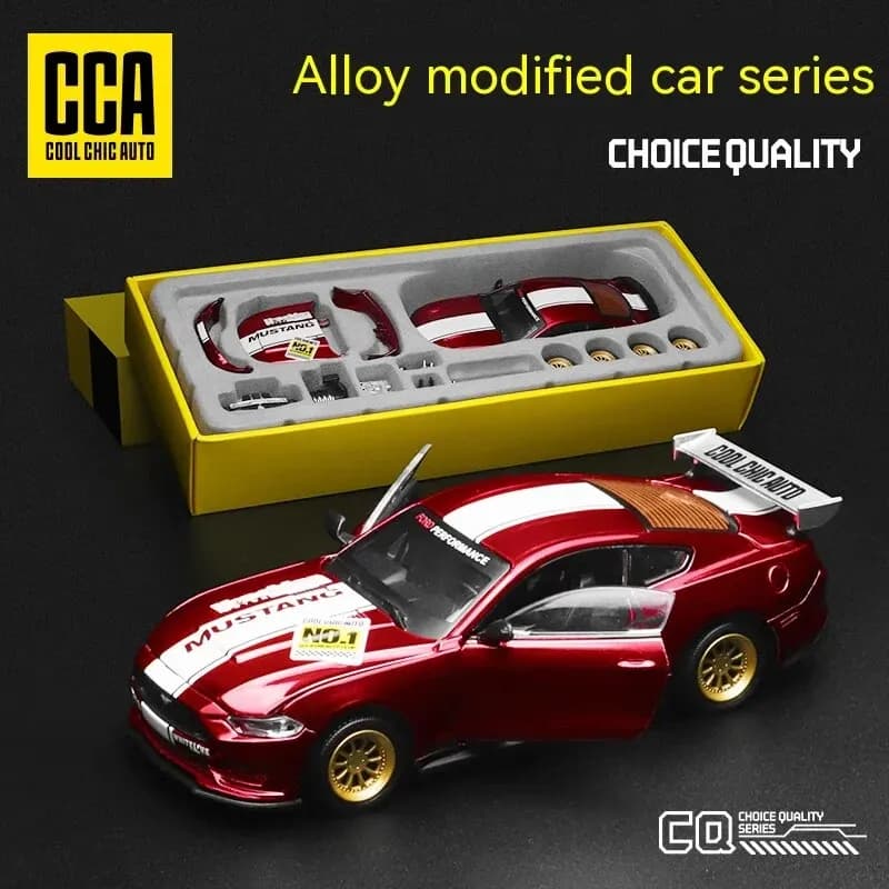 CCA DIY Kit de modelo de coche de aleación Ford Mustang personalizable a escala 1:43, coche de carreras único coleccionable para aficionados y