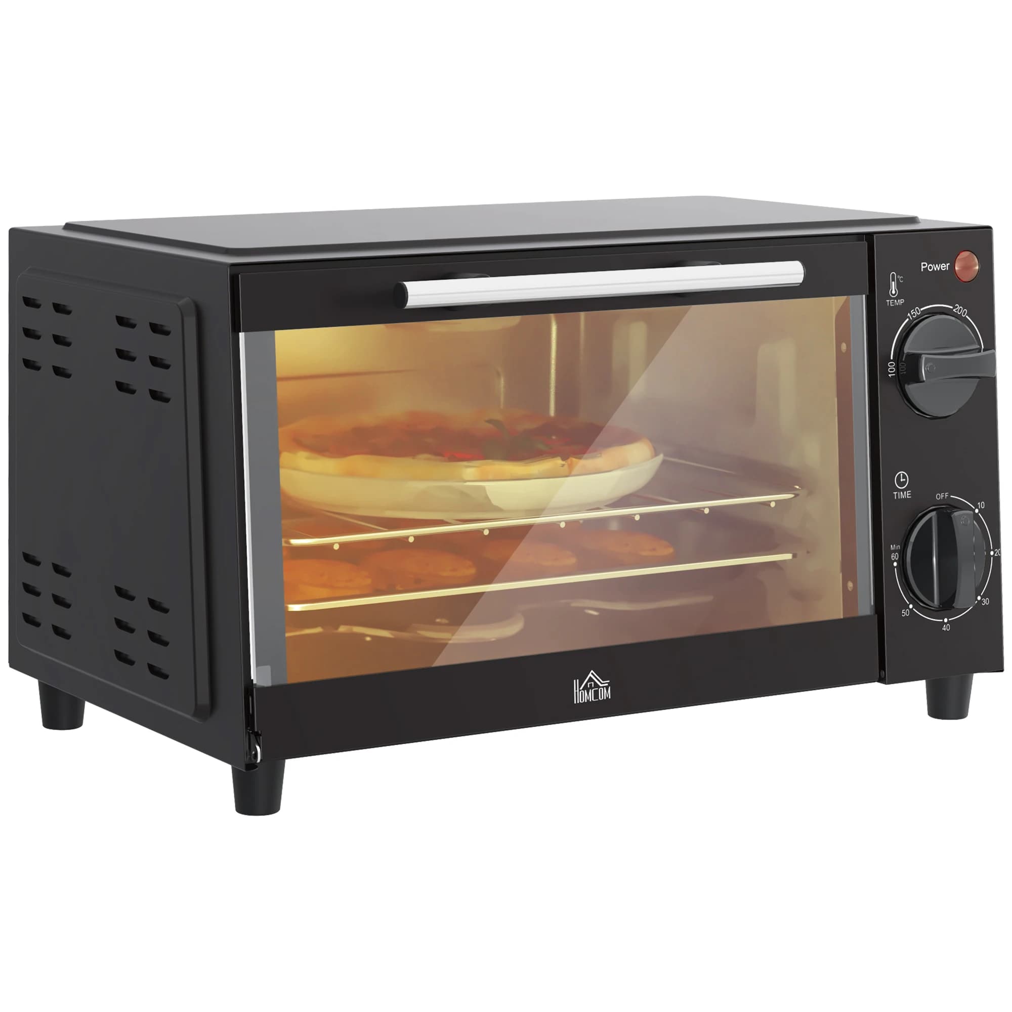 HOMCOM Mini Horno Eléctrico 9L 50W con Temperatura Ajustable Temporizador Negro