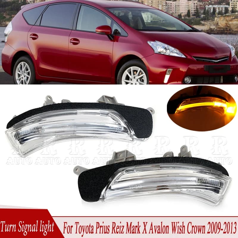 R-AUTO lámpara de señal de giro para espejo retrovisor para Toyota PRIUS REIZ MARK X AVALON WISH CROWN 2009-2013 luz indicadora de espejo lateral