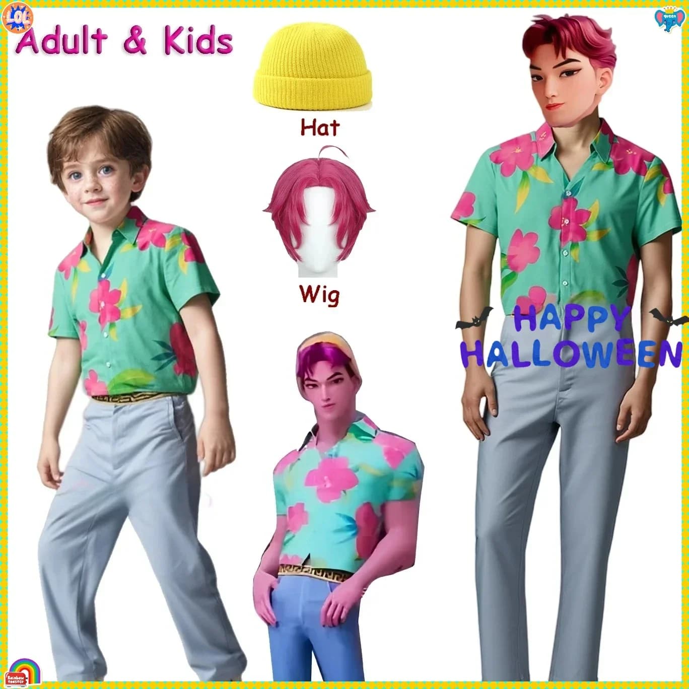 KPp niños Abby Cosplay camisa Floral peluca sombrero 2026 Disfraz Soda Pop disfraz niños hombres ropa de fiesta de Halloween