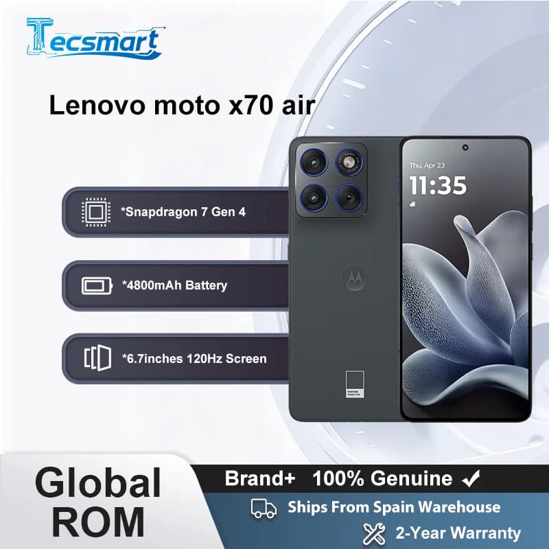 Smartphone - ROM global Lenovo moto x70 air Snapdragon 7 Gen 4 Pantalla de 6,7 pulgadas y 120 Hz Cámara principal de 50 MP Batería de 4800 mAh Carga