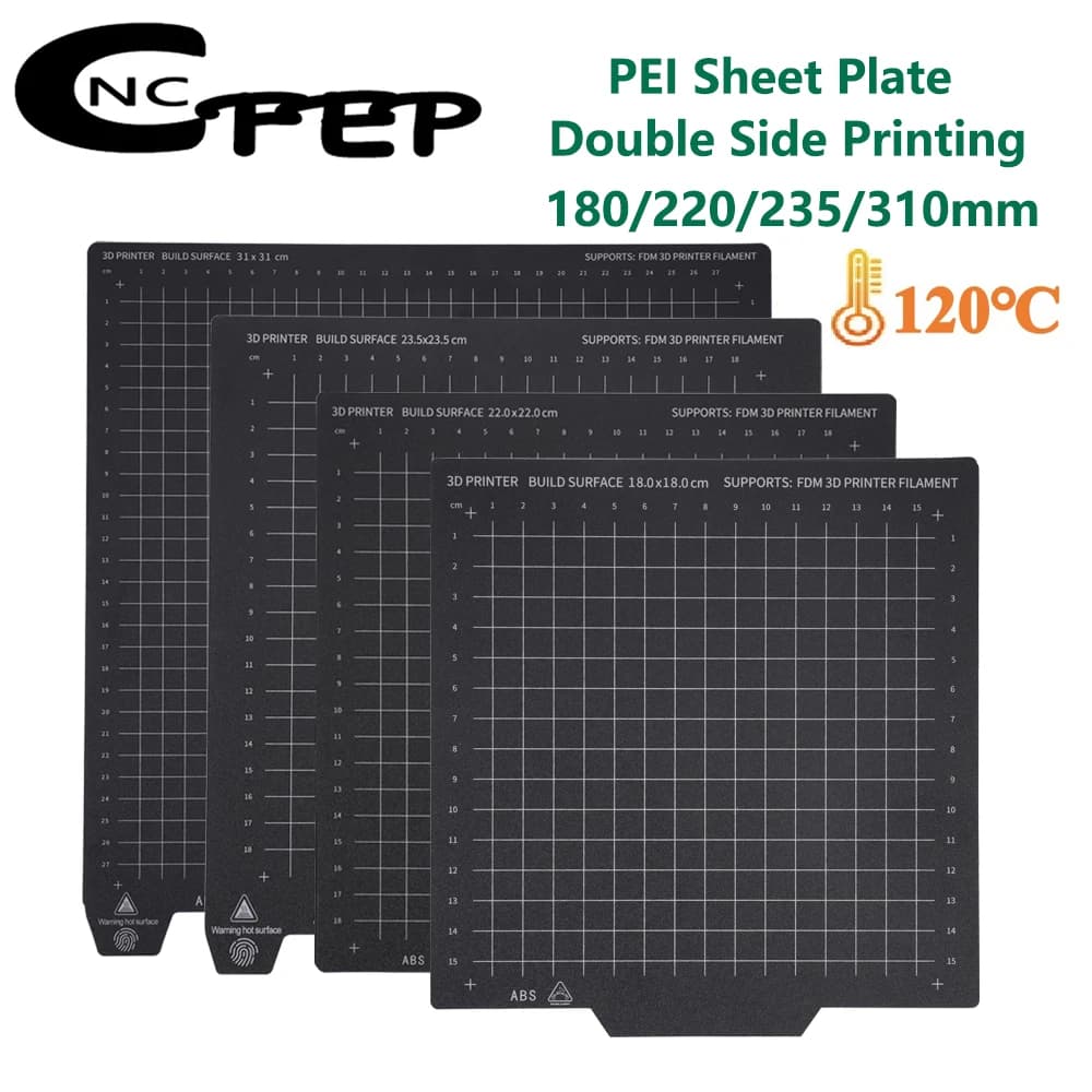 Placa Base de acero con resorte de hoja PEI de impresión de doble cara, piezas de impresora 3D, cama caliente magnética PEI para Voron Ender 3 CR10