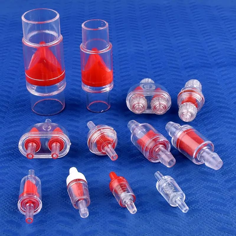 Válvula de retención de tamaño grande, manguera de riego de Pagoda de plástico rojo, válvula de retorno, bomba de aire para tanque de acuario,