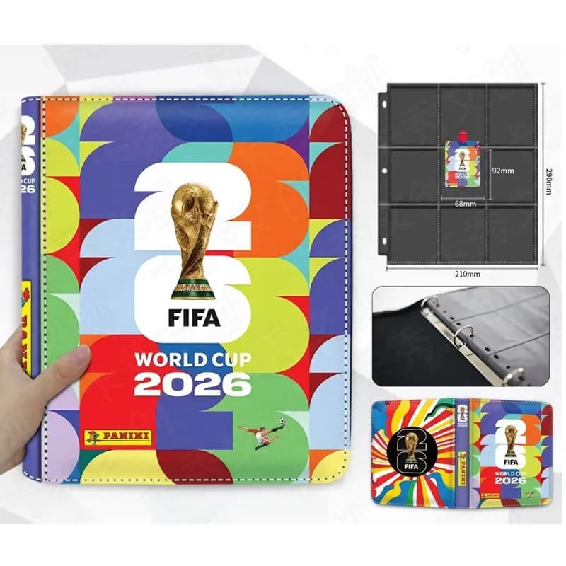 Álbum del Mundial FIFA 2026, Carpeta con Ranuras para Tarjetas de las Estrellas del Fútbol como Ronaldo, Messi y Mbappé, con Cierre, para