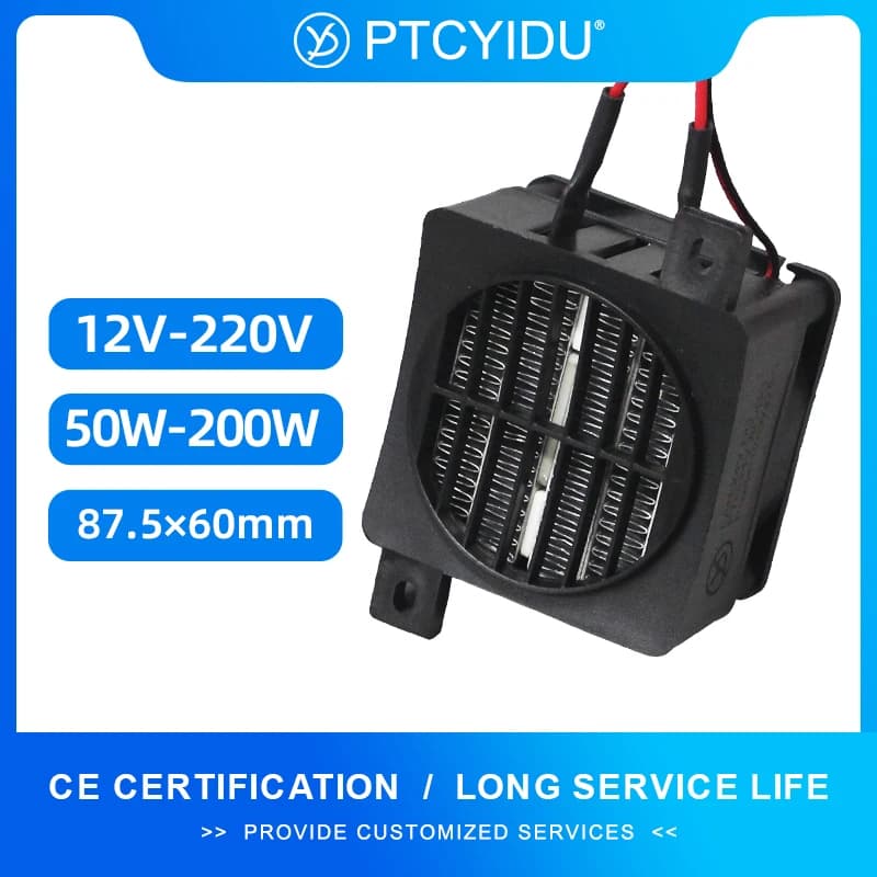 Calentador PTC aislado de 12V ~ 220V, 50W ~ 200W, elemento calentador de ventilador termostático eléctrico adecuado para incubadora de huevos,