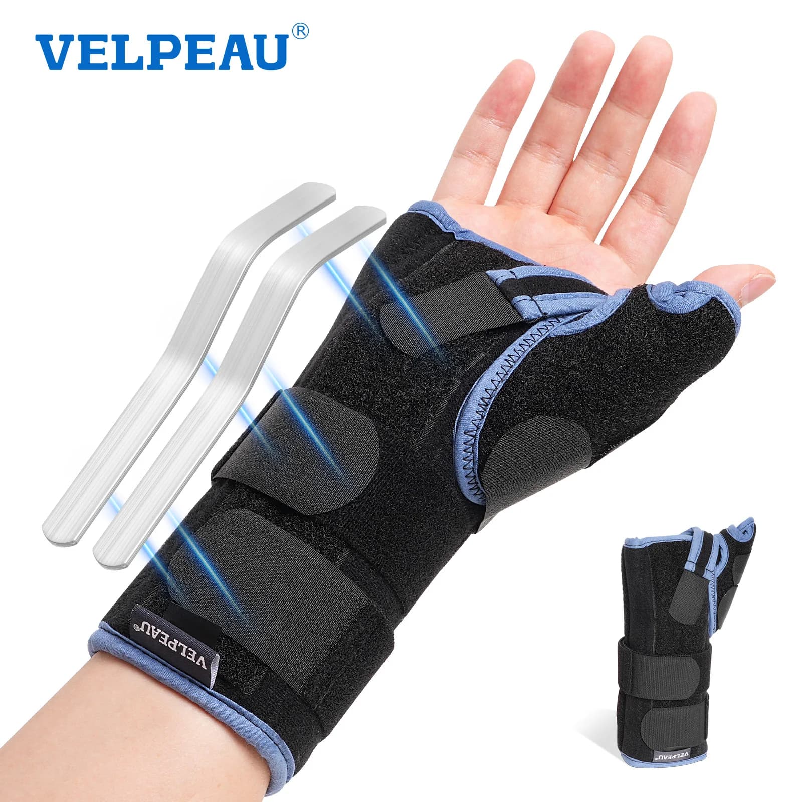 VELPEAU Férula de muñeca médica para el dolor del túnel carpiano, tendinitis y artritis, muñequera con soporte ajustable para el pulgar
