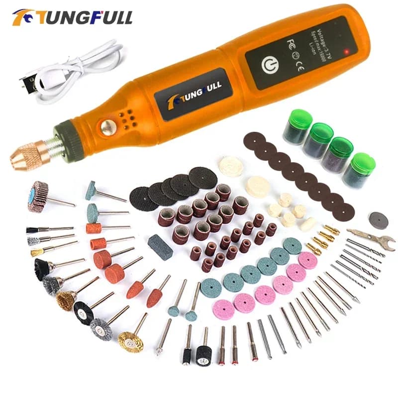 Mini Herramienta Rotatoria USB, Herramienta de Grabado, Mini Amoladora, Mini Taladro Inalámbrico Recargable, Máquina de Pulir
