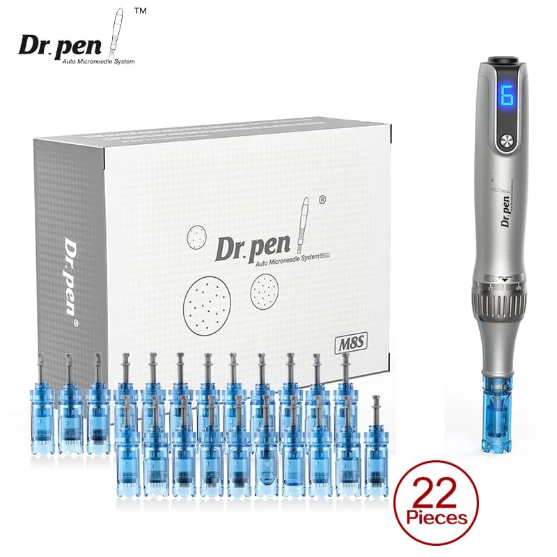 Auténtico Dr pen Ultima M8S con 22 Uds. Pin de aguja Anti flujo trasero Microneedling Pen cuidado de la piel inalámbrico Derma Pen máquina de