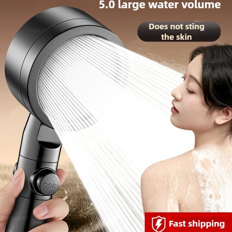 Cabezal de ducha de alta presión, ahorro de agua, 3 modos, cabezales de ducha, parada de una tecla ajustable, rociador de masaje de agua, accesorios