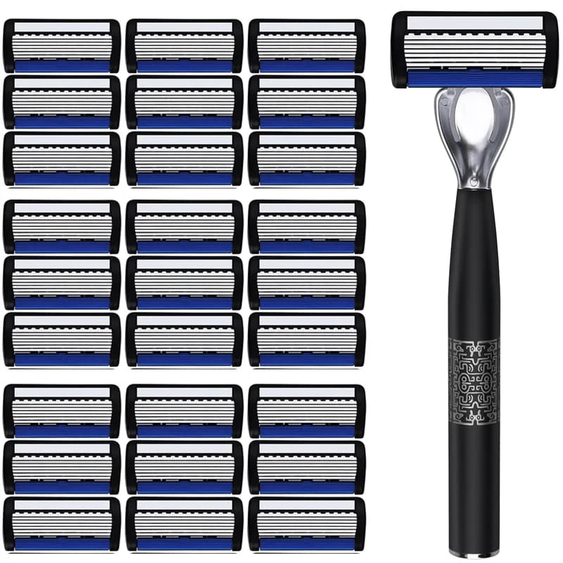 Maquinilla de afeitar manual de 7 capas para hombre, maquinilla de afeitar con cuchillas de acero inoxidable para hombre con recortador de precisión,