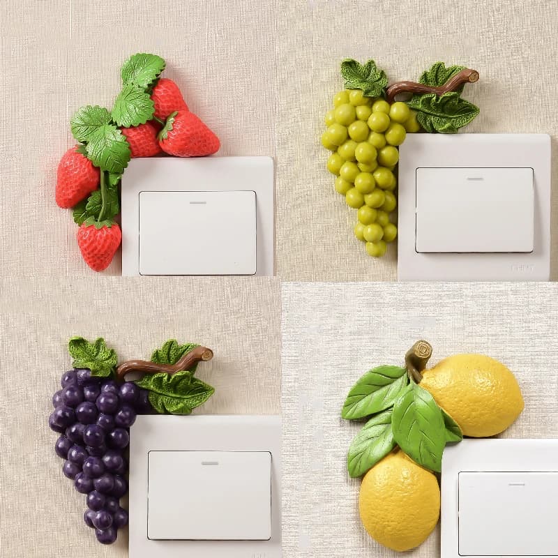 Pegatinas creativas para interruptor de fruta, pegatinas decorativas de resina para interruptor de cocina, bonitas pegatinas de interruptor de fruta