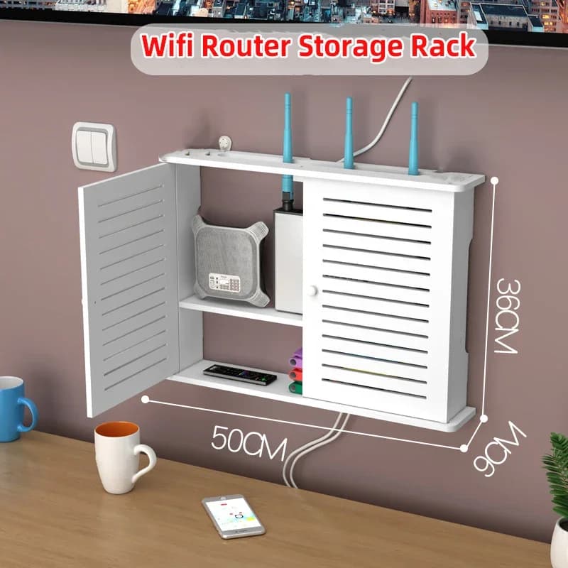 Caja de almacenamiento de enrutador Wifi inalámbrico, enchufe para sala de estar, decoración Wifi, decodificador de TV montado en la pared,