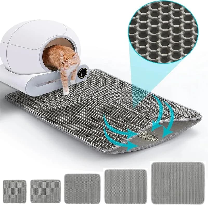 Alfombra para Arenero de Gatos, Resistente, Impermeable, de 2 Capas, Antideslizante, Lavable, Protector de Piso para Mascotas, Retenedor de Arena,