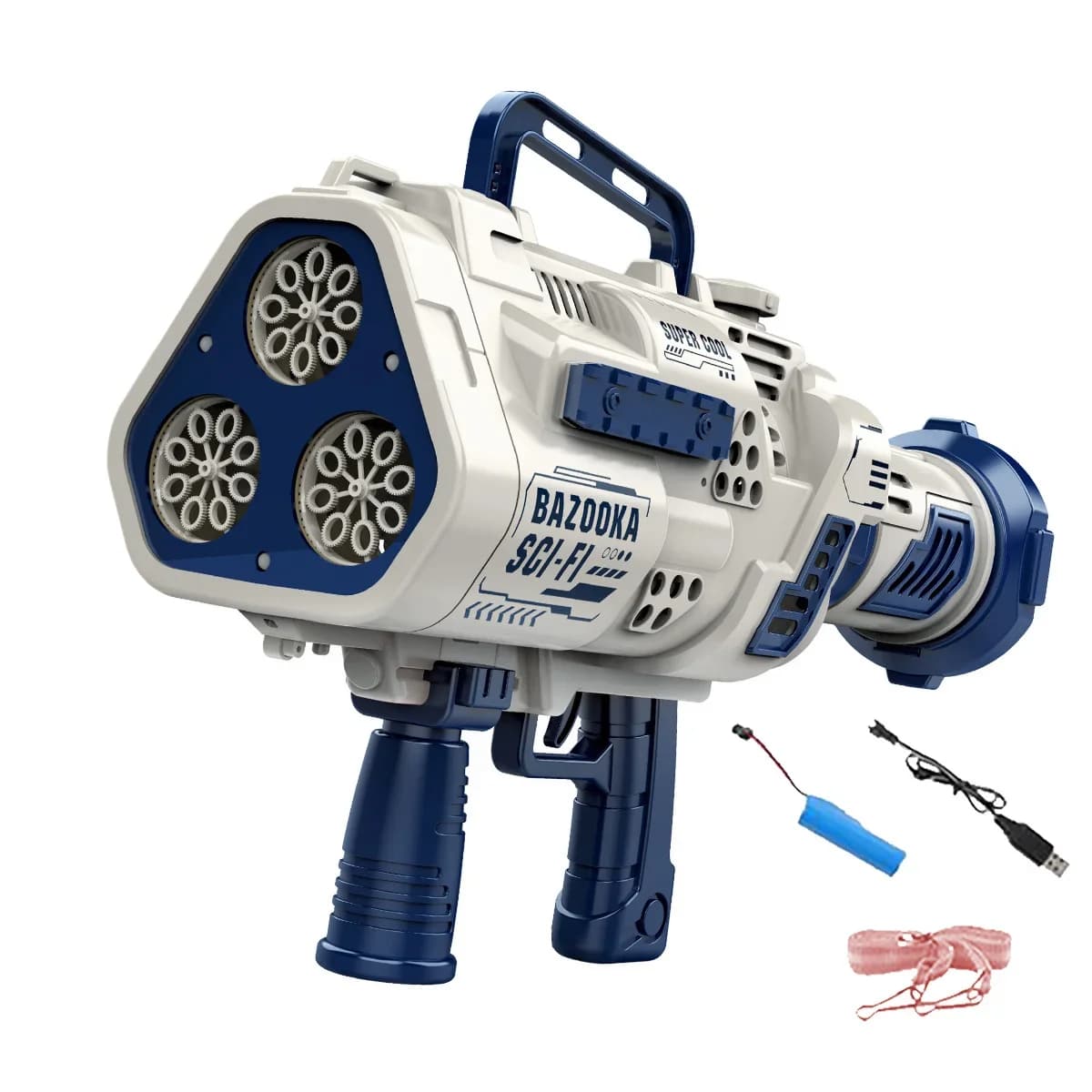 Pistola de burbujas de juguete con 88 agujeros y luz, máquina automática de burbujas rosas con forma de lanzador, juguete de burbujas de jabón para