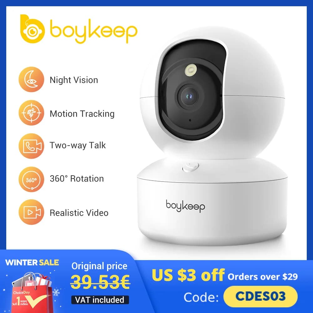 Cámara de Vigilancia Inteligente para Bebés BoyKeep 3MP 5G/2.4GHz WiFi, Cámara IP de Seguridad Interior para el Hogar, Seguimiento Automático,