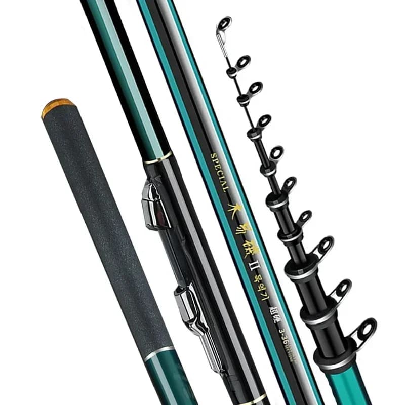 Cañas de pescar de 2,7 m-7,2 m, caña de pescar telescópica ultraligera de carbono de 60T alto para Surfcasting, caña de pescar giratoria en roca,