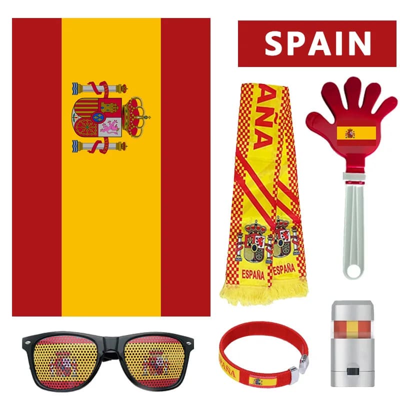 Set de Accesorios para Animar en Partidos de Fútbol: Bufanda con Bandera Nacional, Pintura Facial, Gafas de Fanático, Palmas, Decoración para