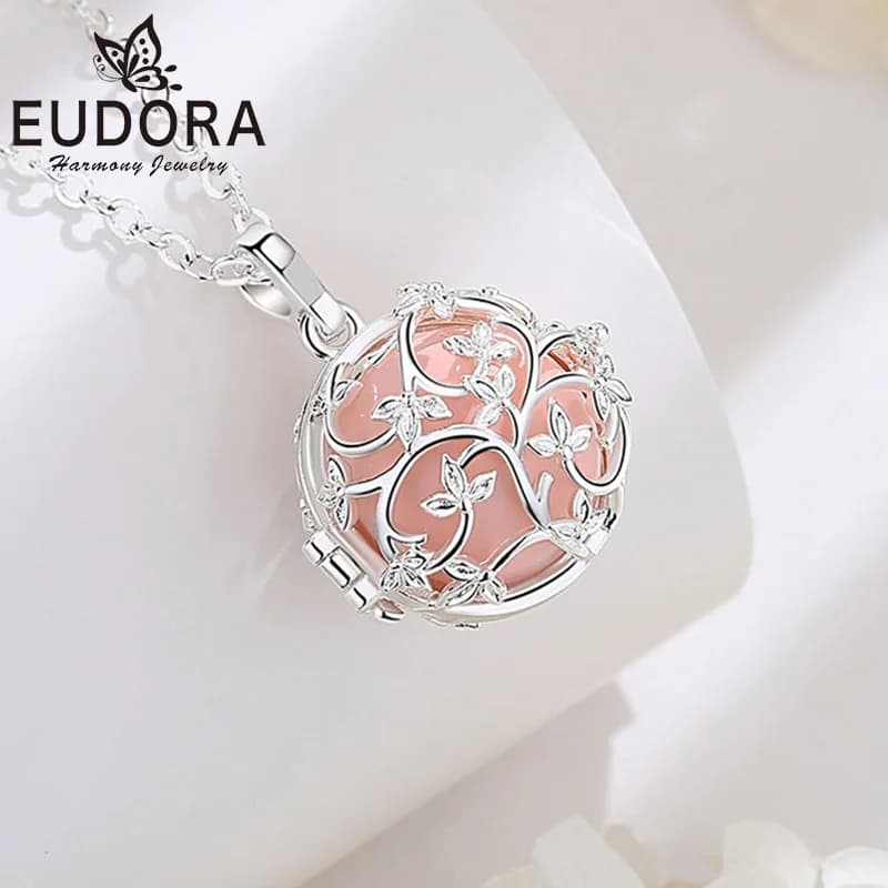 Eudora, nueva bola de armonía de 18mm, jaula de flores, collar de carillón de embarazo, colgante de llamador de Ángel, joyería exquisita, regalos