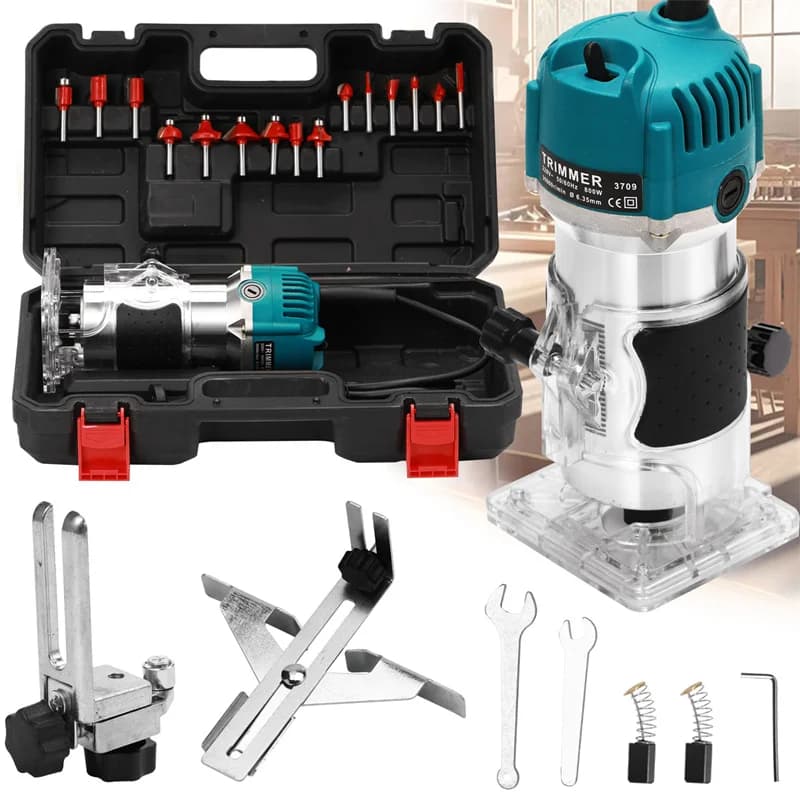 Fresadora de Madera Bromose de 800 W y 30000 RPM, Recortadora Eléctrica para Trabajar la Madera, Fresadora de 1/4 de Pulgada para Tallar Madera,
