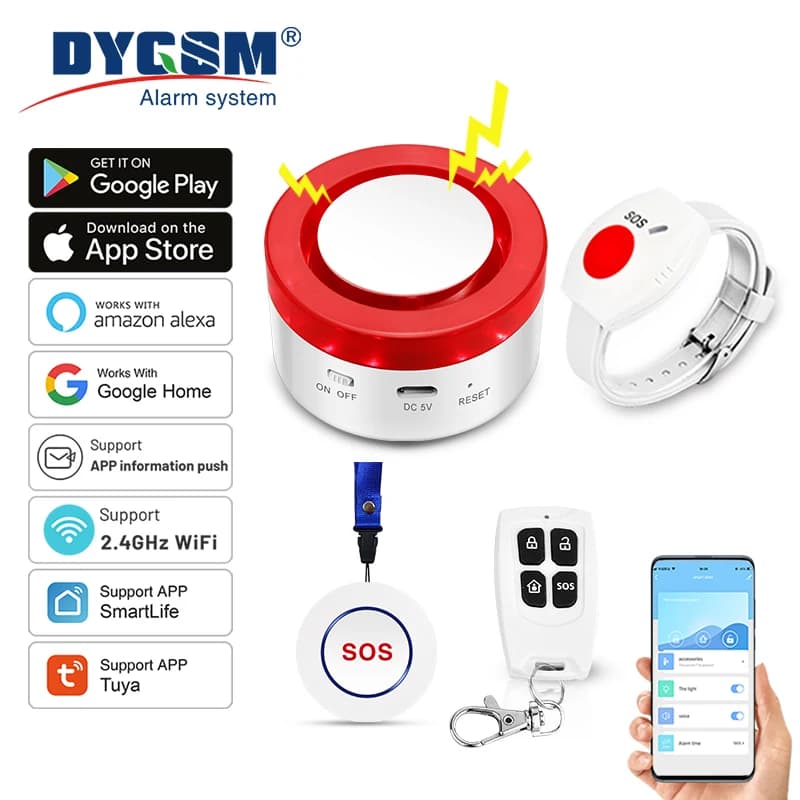Botón de pánico WiFi para personas mayores, dispositivos de alerta de caída de emergencia, alarma de vida SOS, buscapersonas para cuidadores,