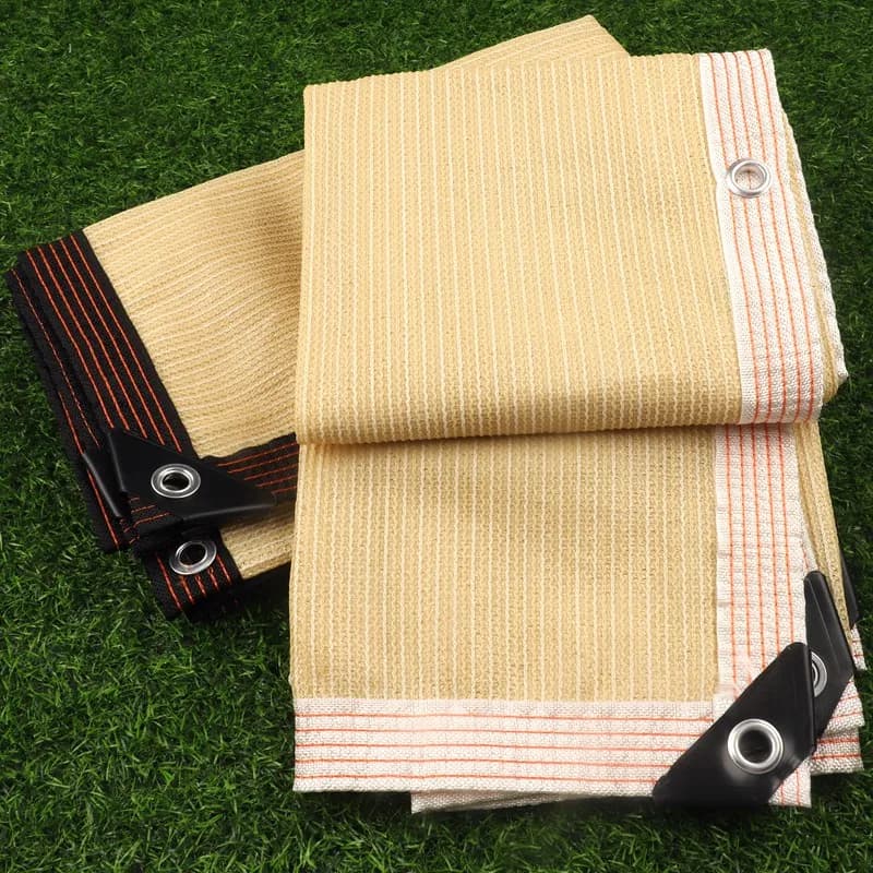 Malla de Sombra Beige de HDPE Virgen con 85~90% de Protección Solar, Tela Anti-UV para Exteriores, para Balcón, Camping y Protección Solar