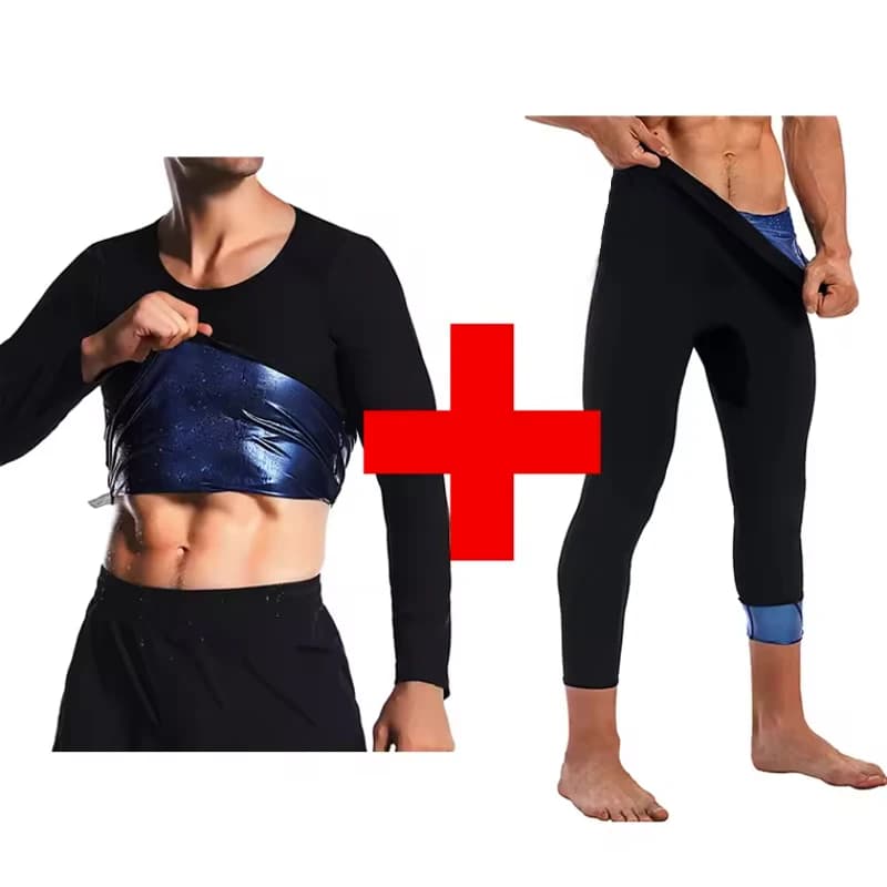 MrifDila Sauna sudor pérdida de peso Tops interior azul manga larga moldeador de cuerpo para hombres moldeador de cuerpo gimnasio entrenamiento