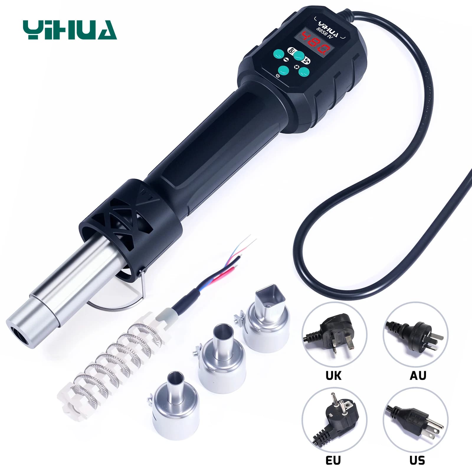 YIHUA-pistola de aire caliente Micro, estación de soldadura de retrabajo, pistola de calor Digital LCD, herramientas de soldadura BGA IC, ajuste de